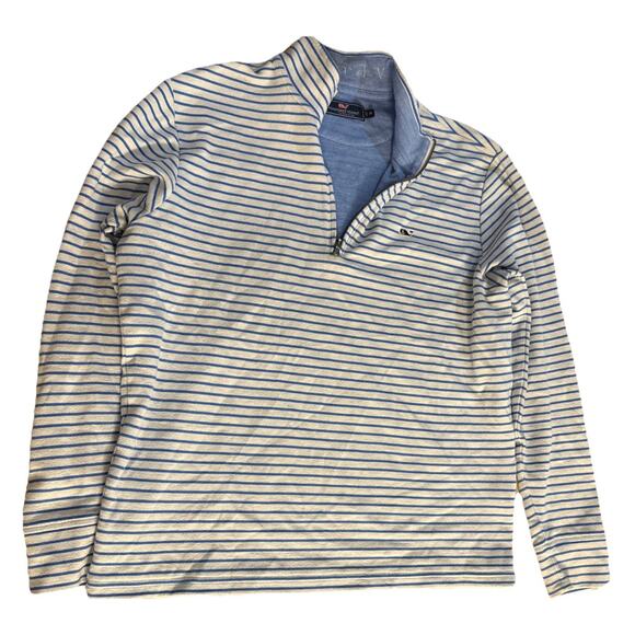 Vineyard Vines Men’s Medium Stripe Quarter Zip Saltwater - Picture 1 of 10